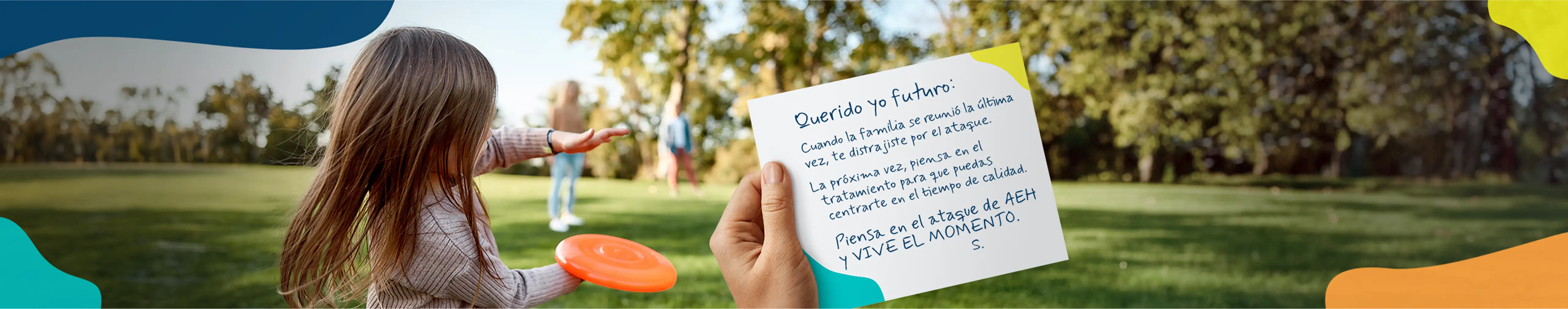 Image of a hand of a person living with HAE holding a letter about their next HAE attack while playing tennis.